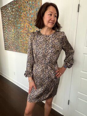 Caballero Abstract Floral Print Long Sleeve Dress